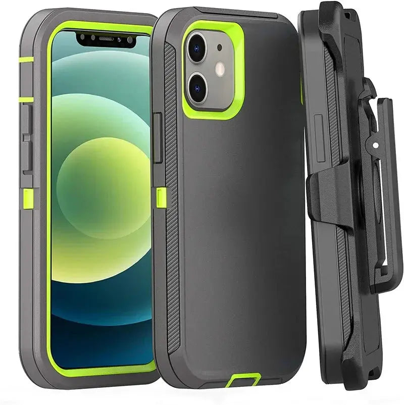 3-in-1 Heavy Duty Defender Armor Case for iPhone 16, 16 Pro Max & Previous Models – Shockproof Rugged Case with Kickstand, Belt Clip, Wireless Charging, and Dual Layer Protection