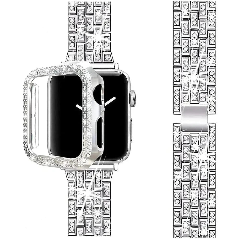StellarGlitz Luxe Women's Watch Band & Diamond Shield for Apple Watch