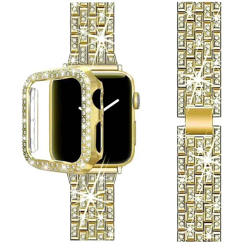 StellarGlitz Luxe Women's Watch Band & Diamond Shield for Apple Watch