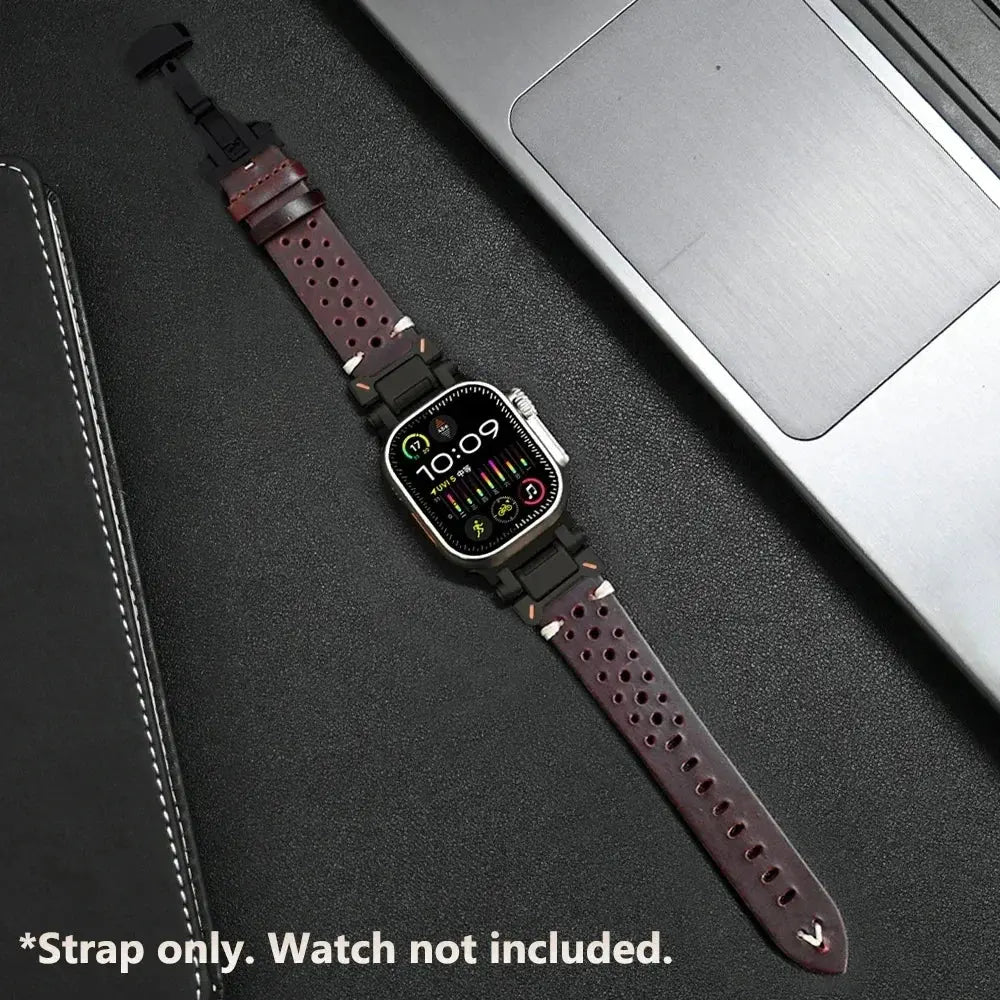 Premium Leather Band for Apple Watch Series 10 & Ultra 2 – Rugged Luxury Strap