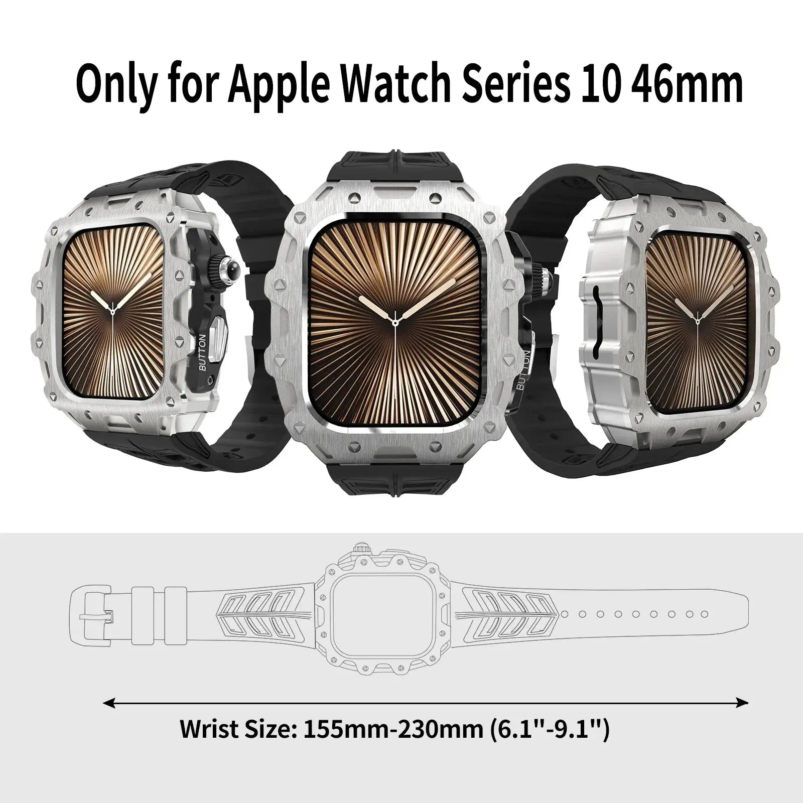 Modification Kit Case Band for Apple Watch Series 10 46mm Luxury Sports Zinc Cover for Iwatch 10 46 Silicone Strap Men Watchband Pinnacle Luxuries