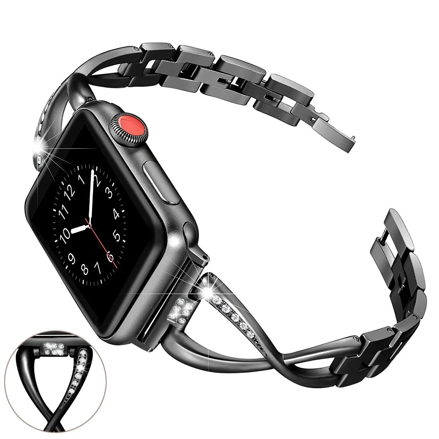 LuxeTwist Diamond Stainless Steel Band for Apple Watch Series 10 9 Ultra 1 2 – Women's Elegant Bracelet