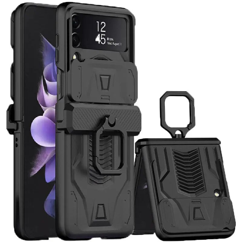 For Samsung Galaxy Z Flip 5 Heavy Duty Shockproof Hinge Case with Ring  Holder